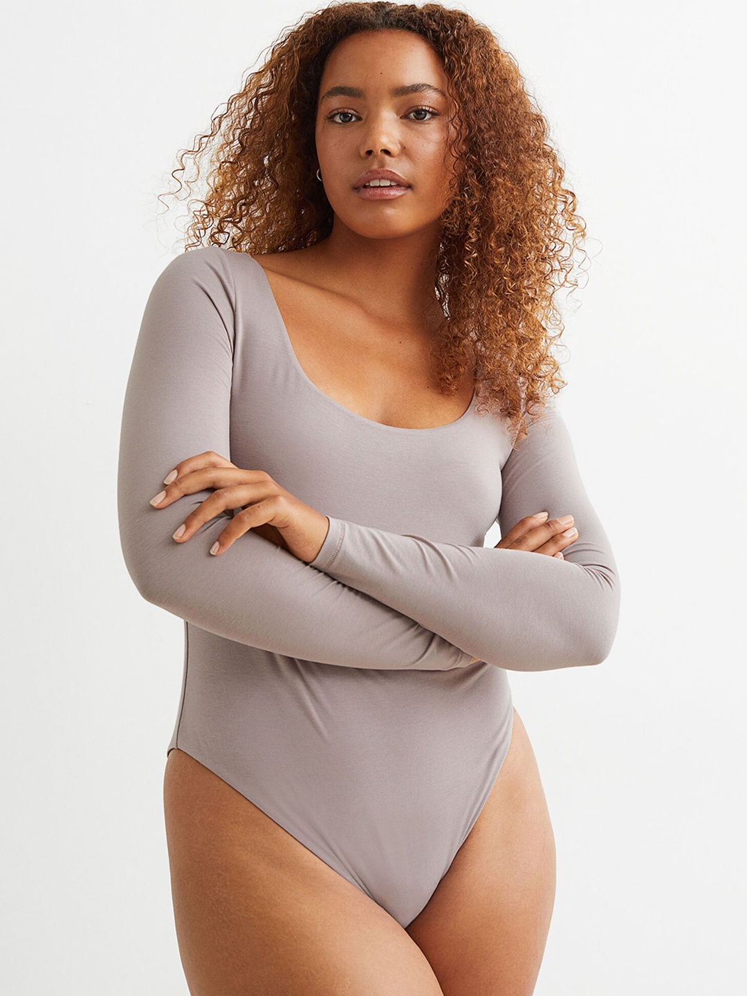 

H&M Women Grey Long-Sleeved Body
