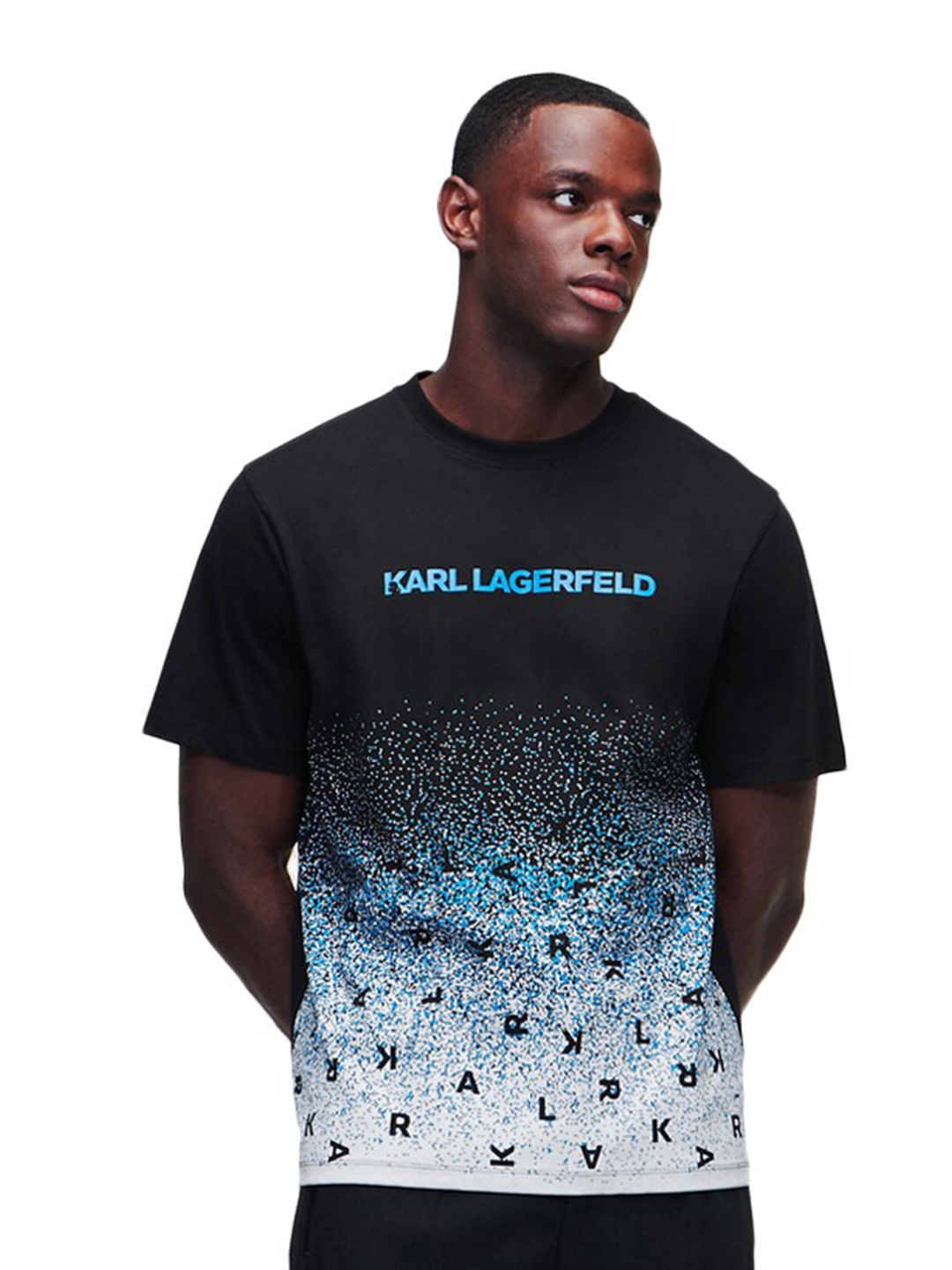 

Karl Lagerfeld Men Black & Blue Printed T-shirt