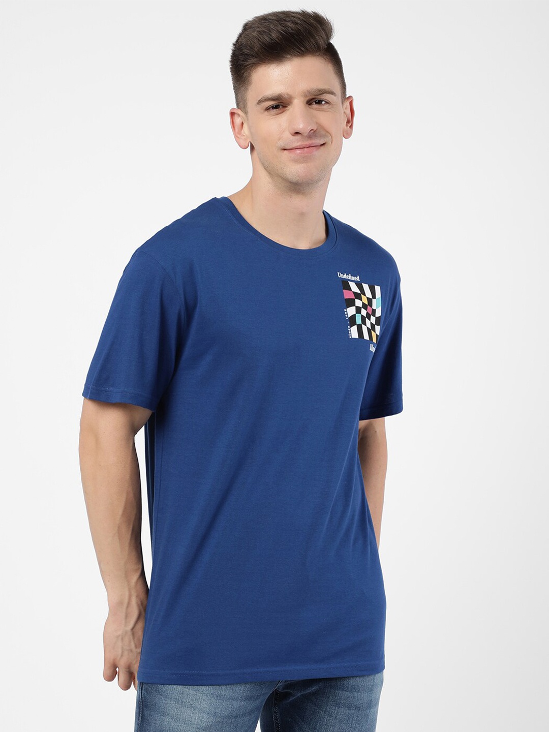 

R&B Men Blue & White Typography T-shirt