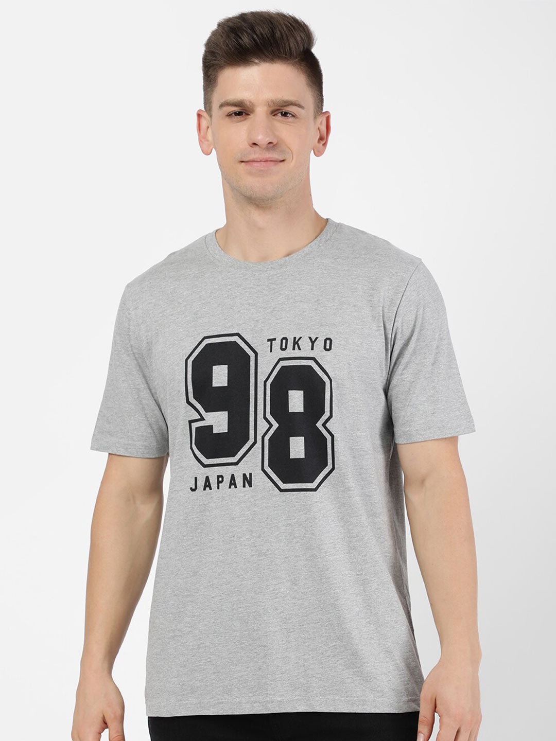 

R&B Men Grey Typography Printed T-shirt