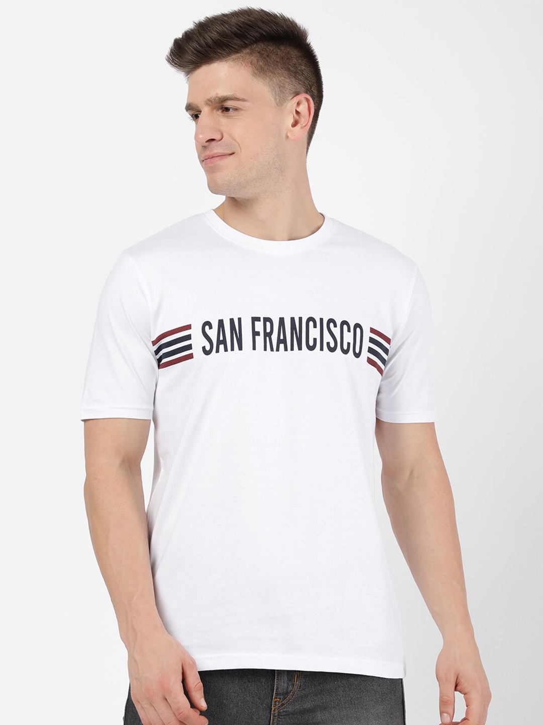 

R&B Men White Typography Printed T-shirt