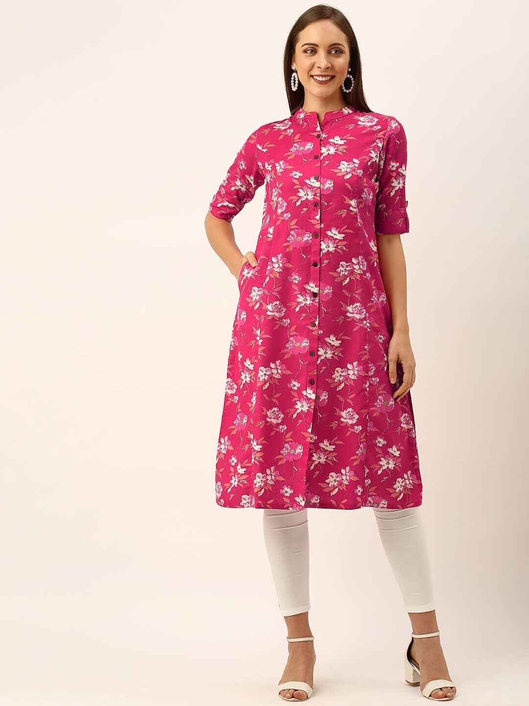 

ZOLA Women Pink Floral Printed Cotton Kurta