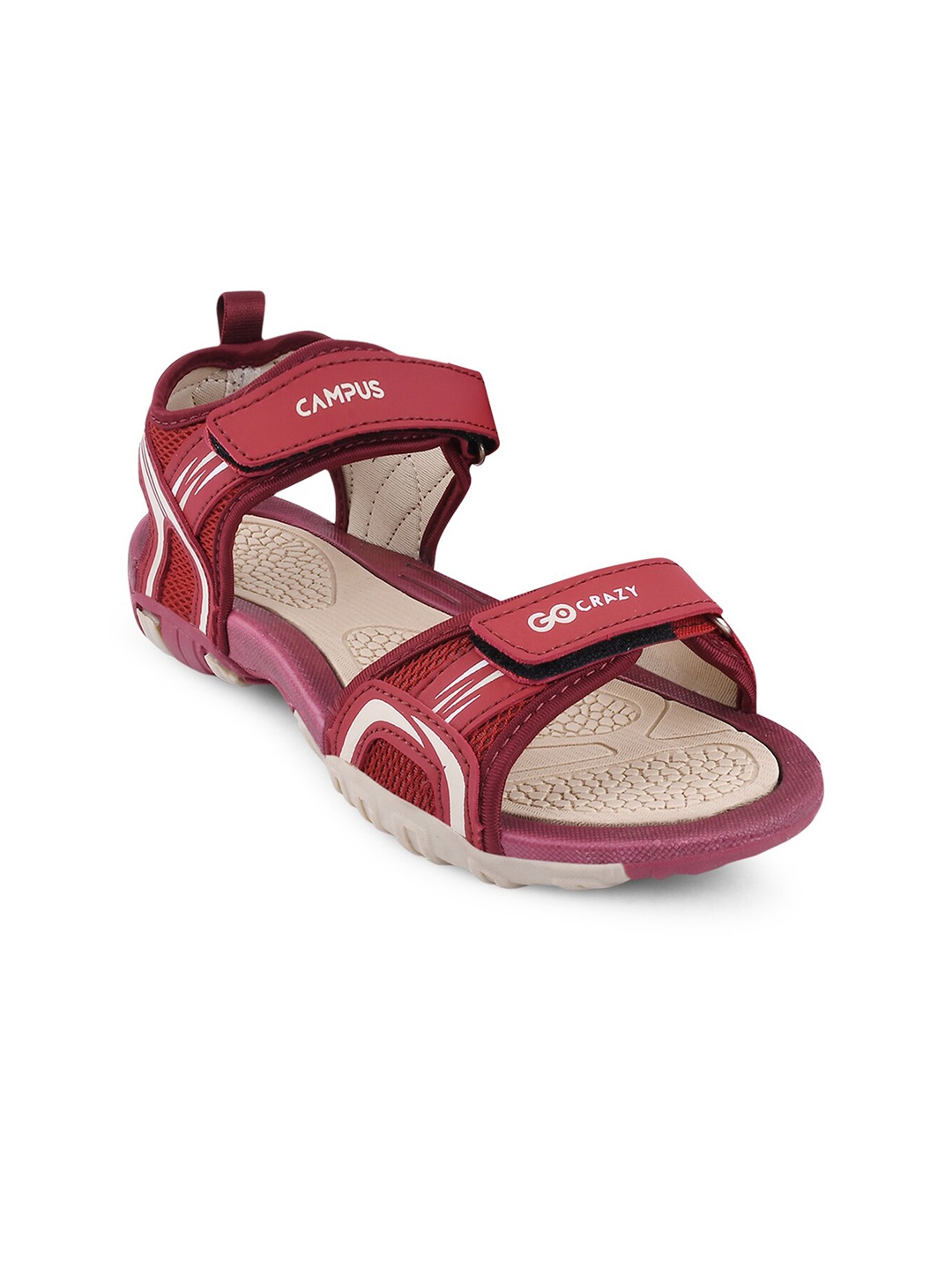 

Campus Kids Red & Cream Solid Sports Sandals