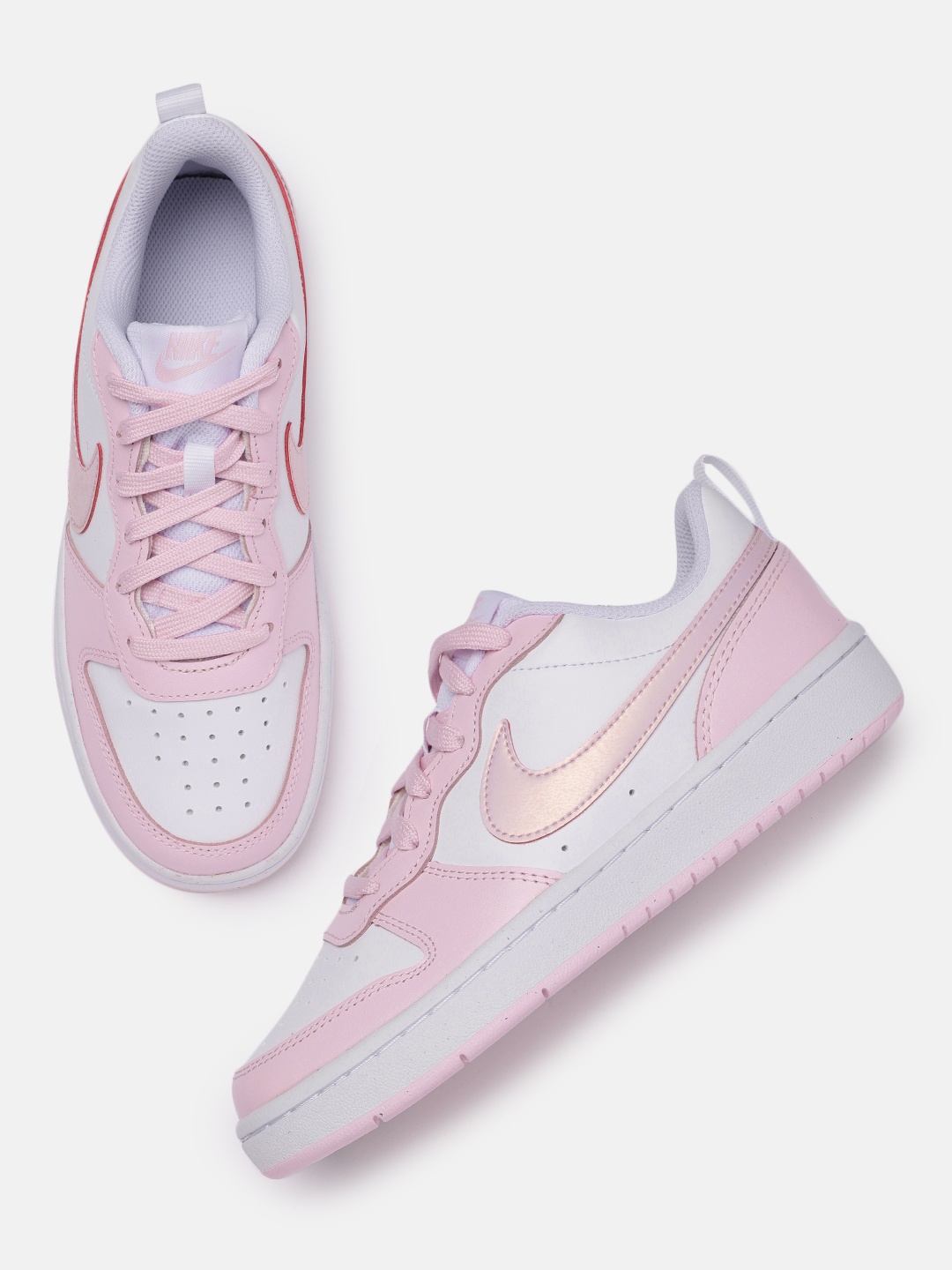

Nike Boys White Perforated Leather Sneakers