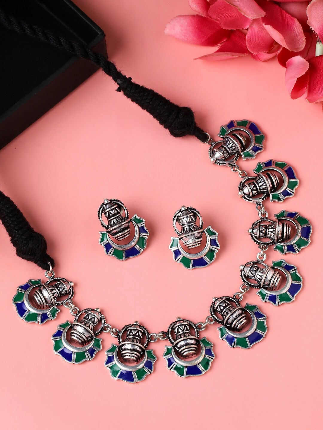 

VIRAASI Oxidised Silver-Plated Jewellery Set