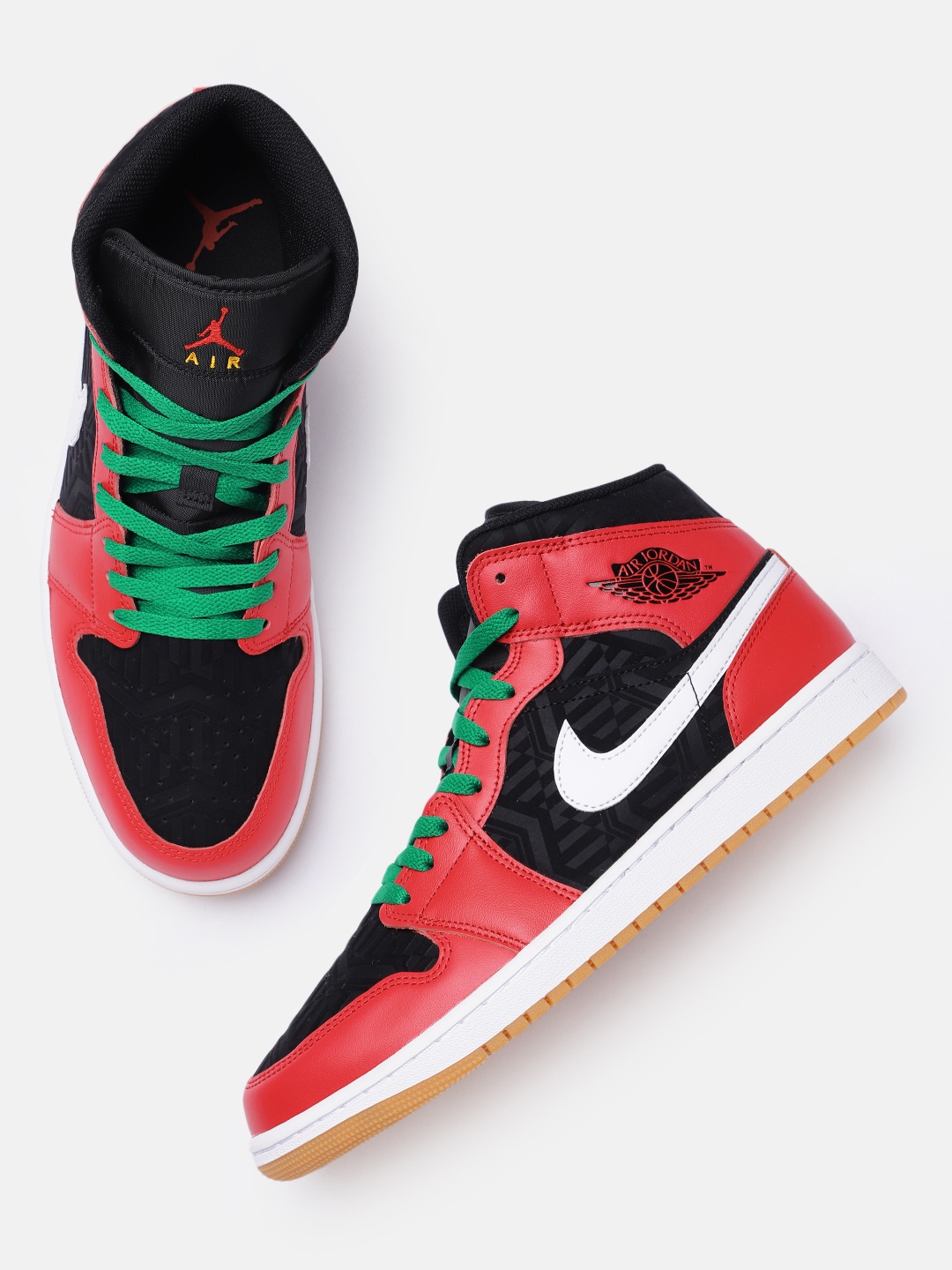 

Nike Men Black AIR JORDAN 1 MID SE Leather Basketball Mid-Top Shoes