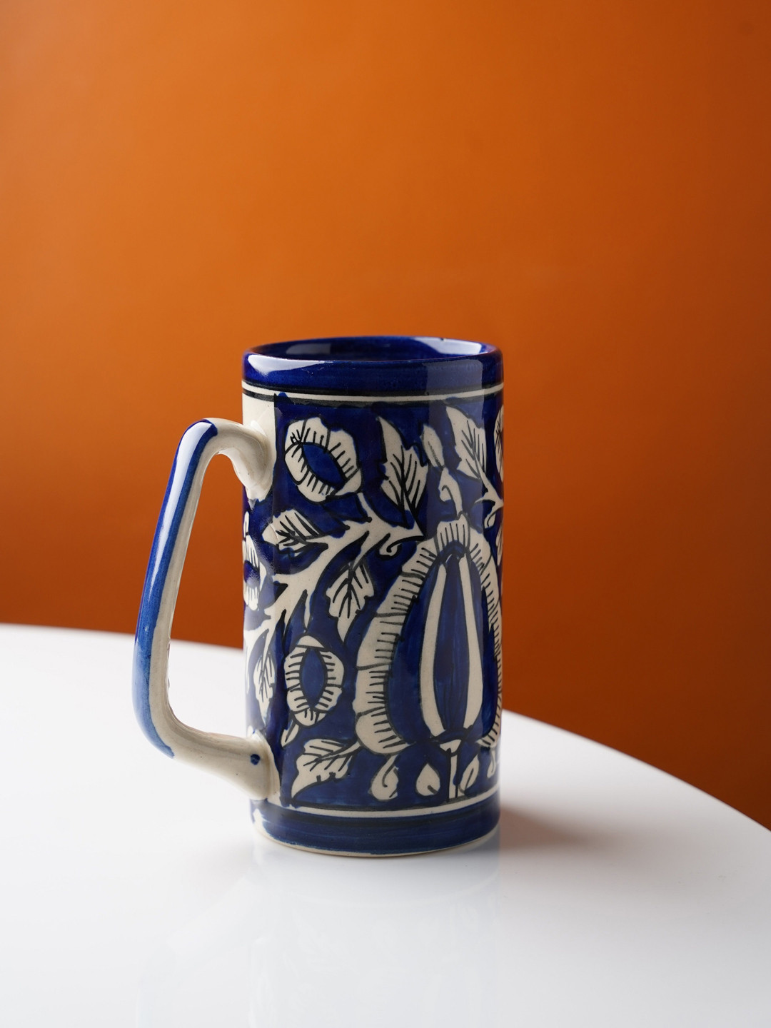 

Folkstorys Blue & White Floral Printed Ceramic Beer Mug