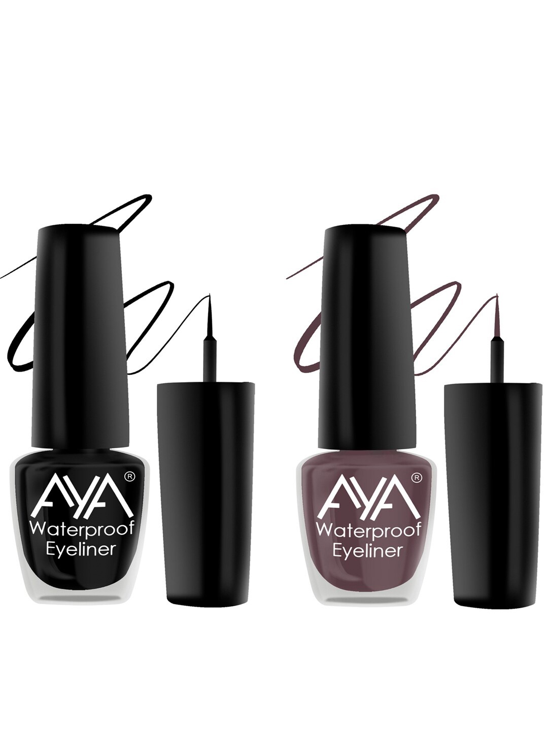 

AYA Set Of 2 Long Lasting 24 Hrs & Waterproof Liquid Eyeliner 5ml Each - Black + Brown