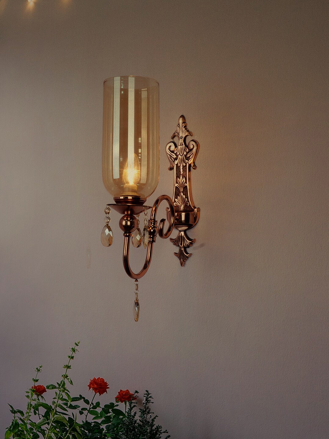 

Fos Lighting Copper-Toned Steel Wall Sconce With Translucent Glass Shade