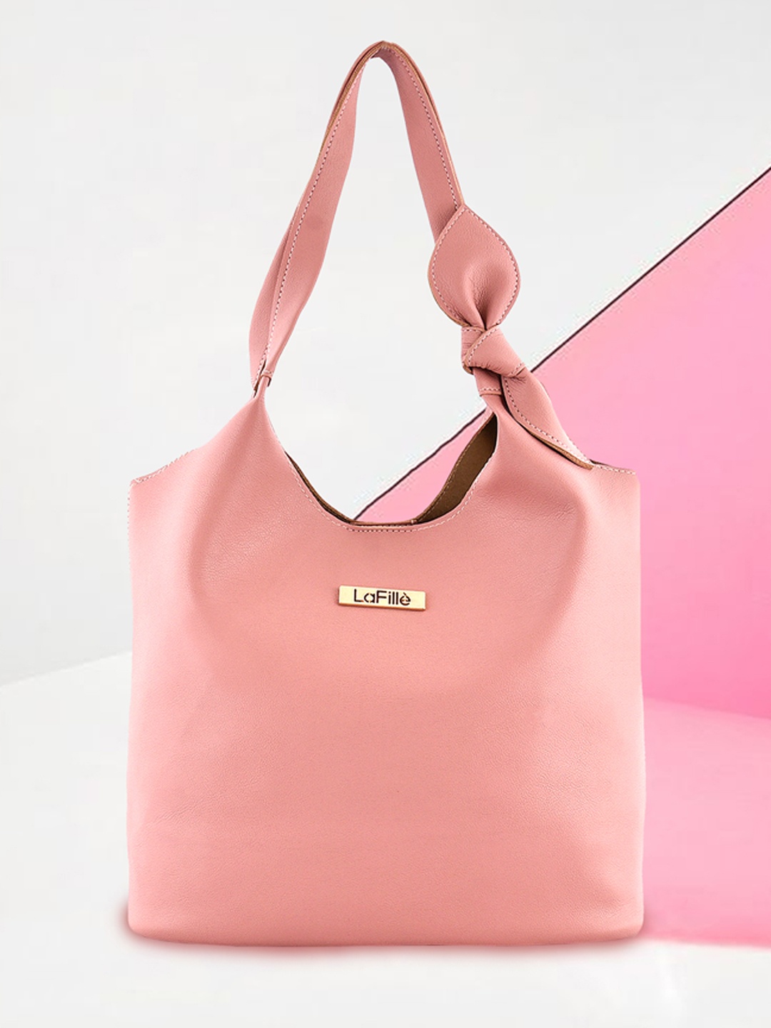 

LaFille PU Oversized Structured Handheld Bag with Bow Detail, Pink