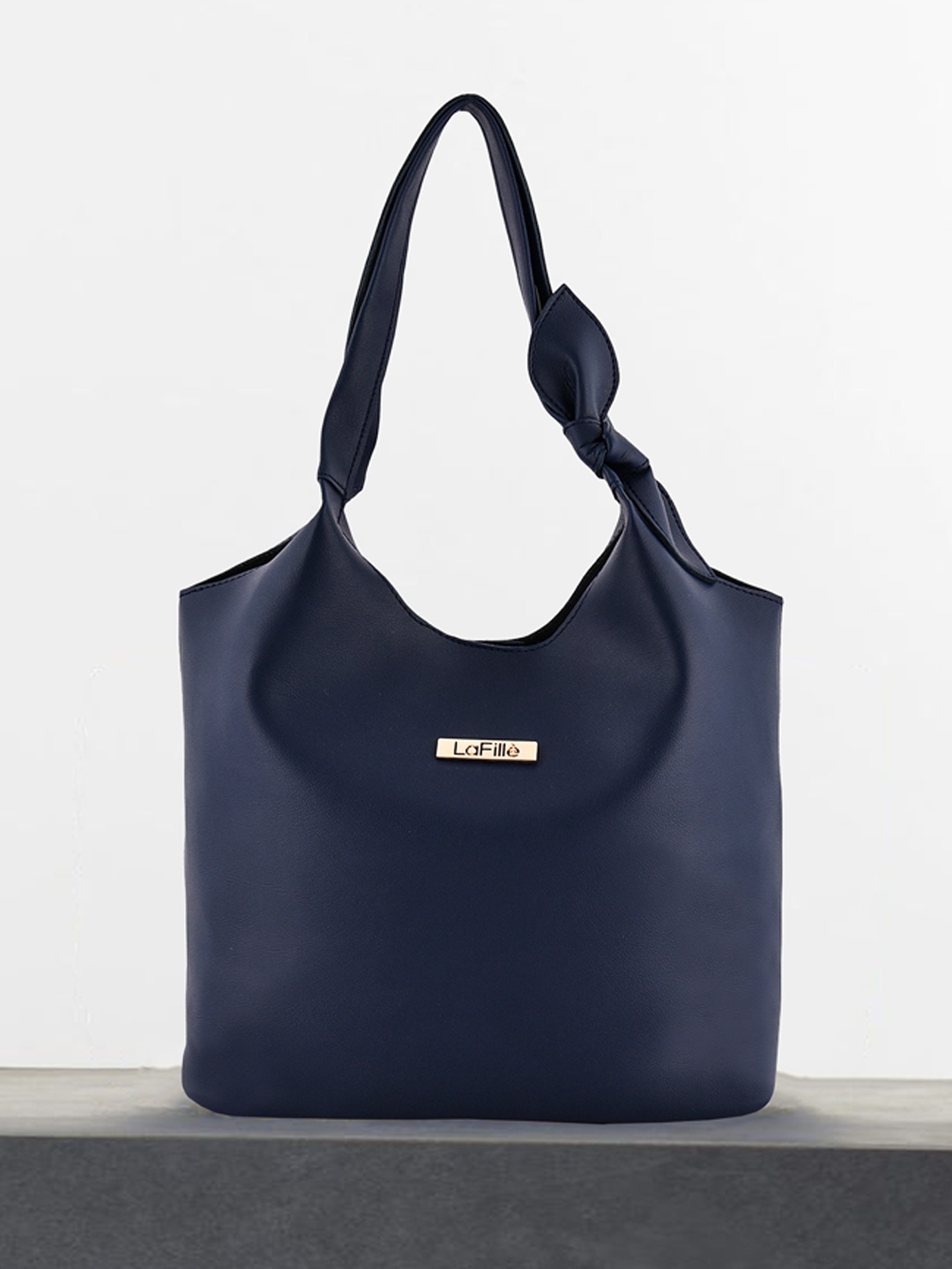 

LaFille PU Structured Handheld Bag with Bow Detail, Blue