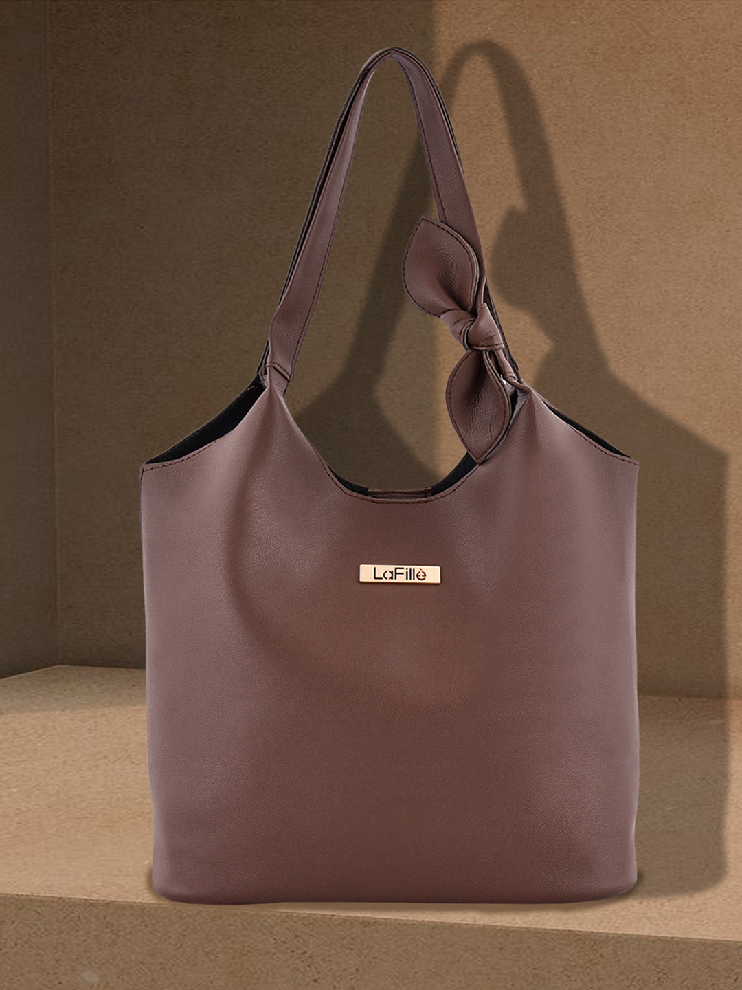 

LaFille Brown PU Shopper Handheld Bag