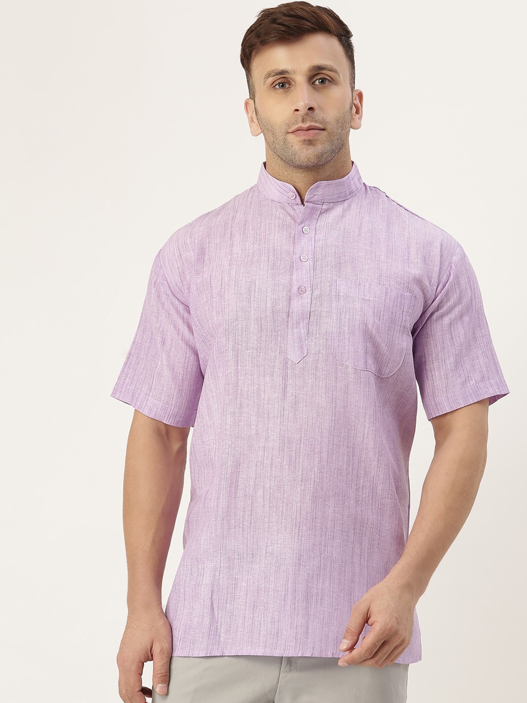

RIAG Men Solid Casual Short Kurta, Purple