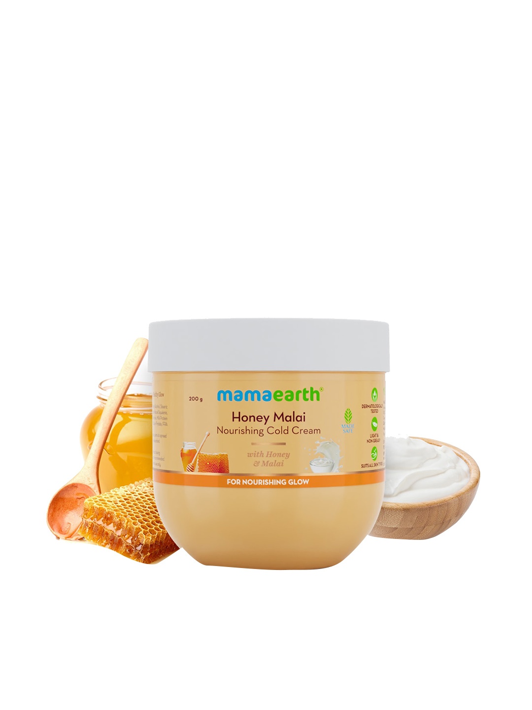 

Mamaearth Honey Malai Cold Cream With Honey & Malai For Nourishing Glow - 200 g, Yellow