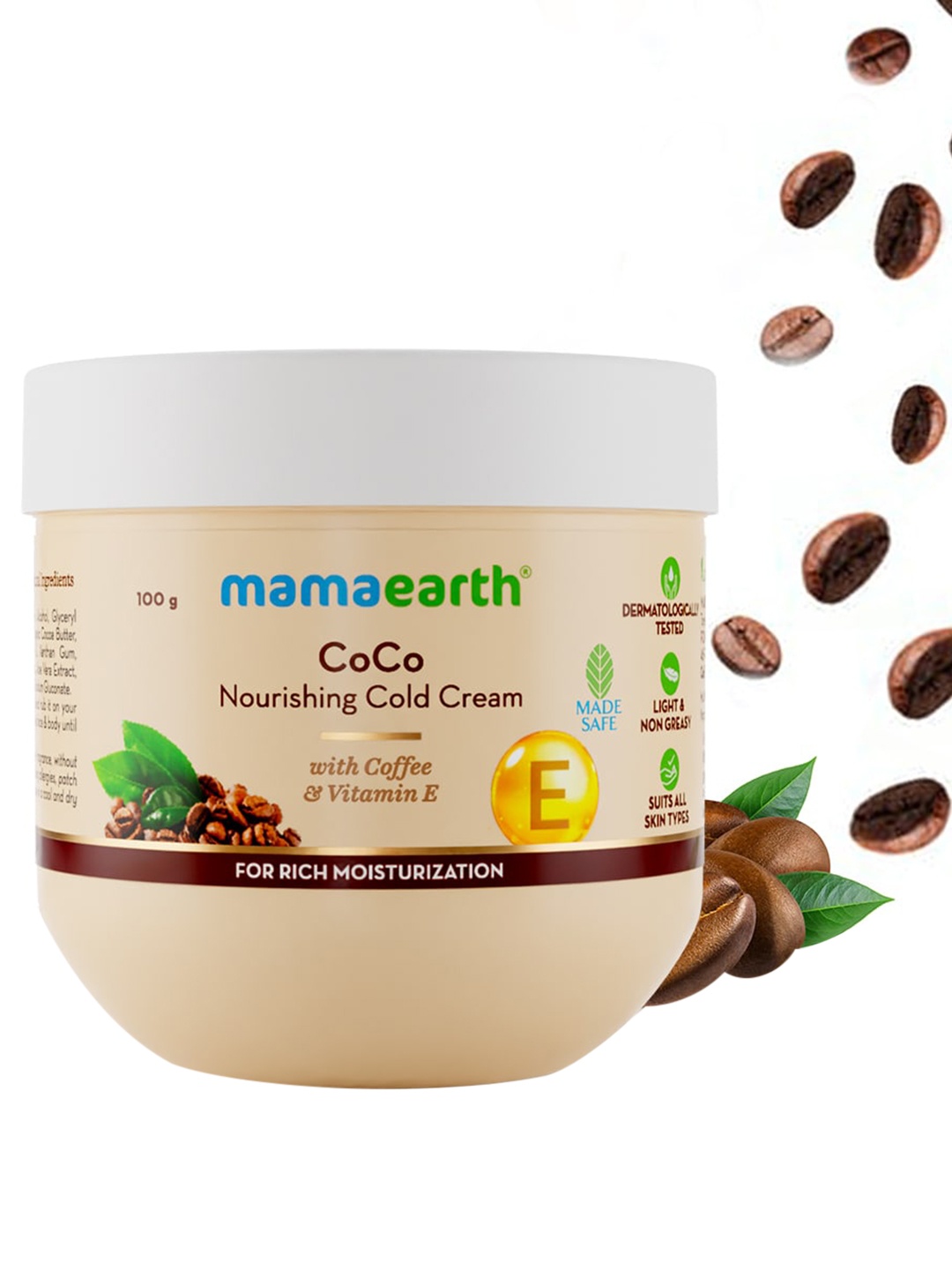 

Mamaearth CoCo Nourishing Cold Cream with Coffee & Vitamin E - 100 g, Brown