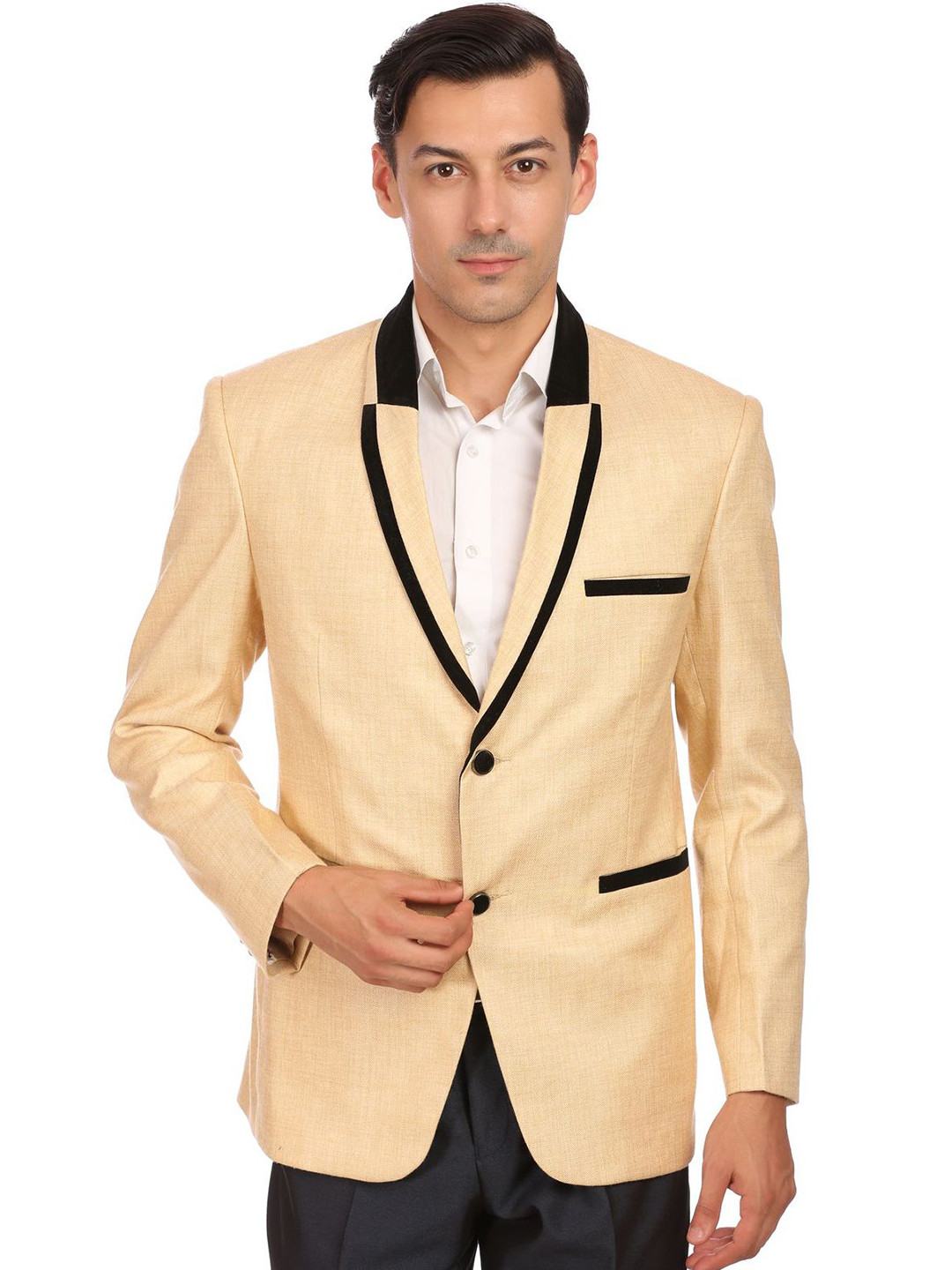 

Wintage Men Beige Single-Breasted Tailored Fit Casual Blazer