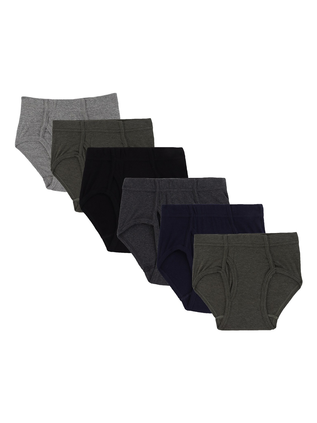 

Bodycare Kids Boys Pack Of 6 Assorted Solid Cotton Briefs, Grey