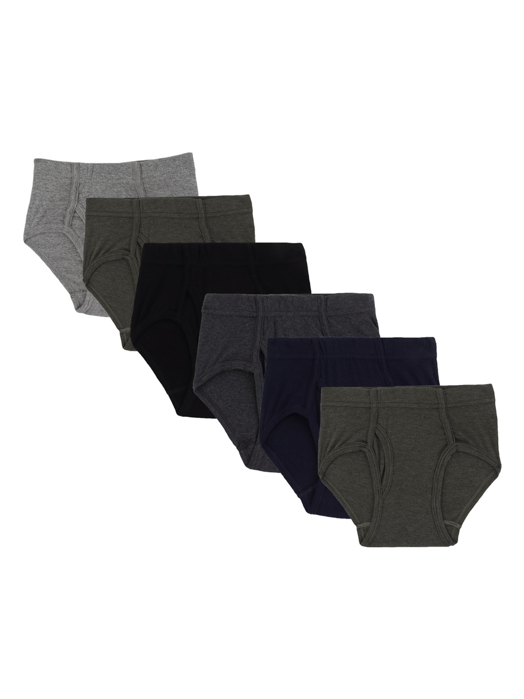 

Bodycare Kids Boys Pack Of 6 Assorted Solid Cotton Briefs, Black