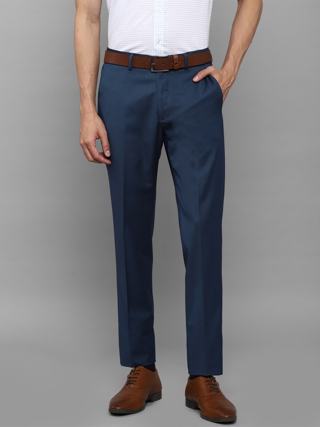 

Louis Philippe Men Navy Blue Slim Fit Formal Trousers