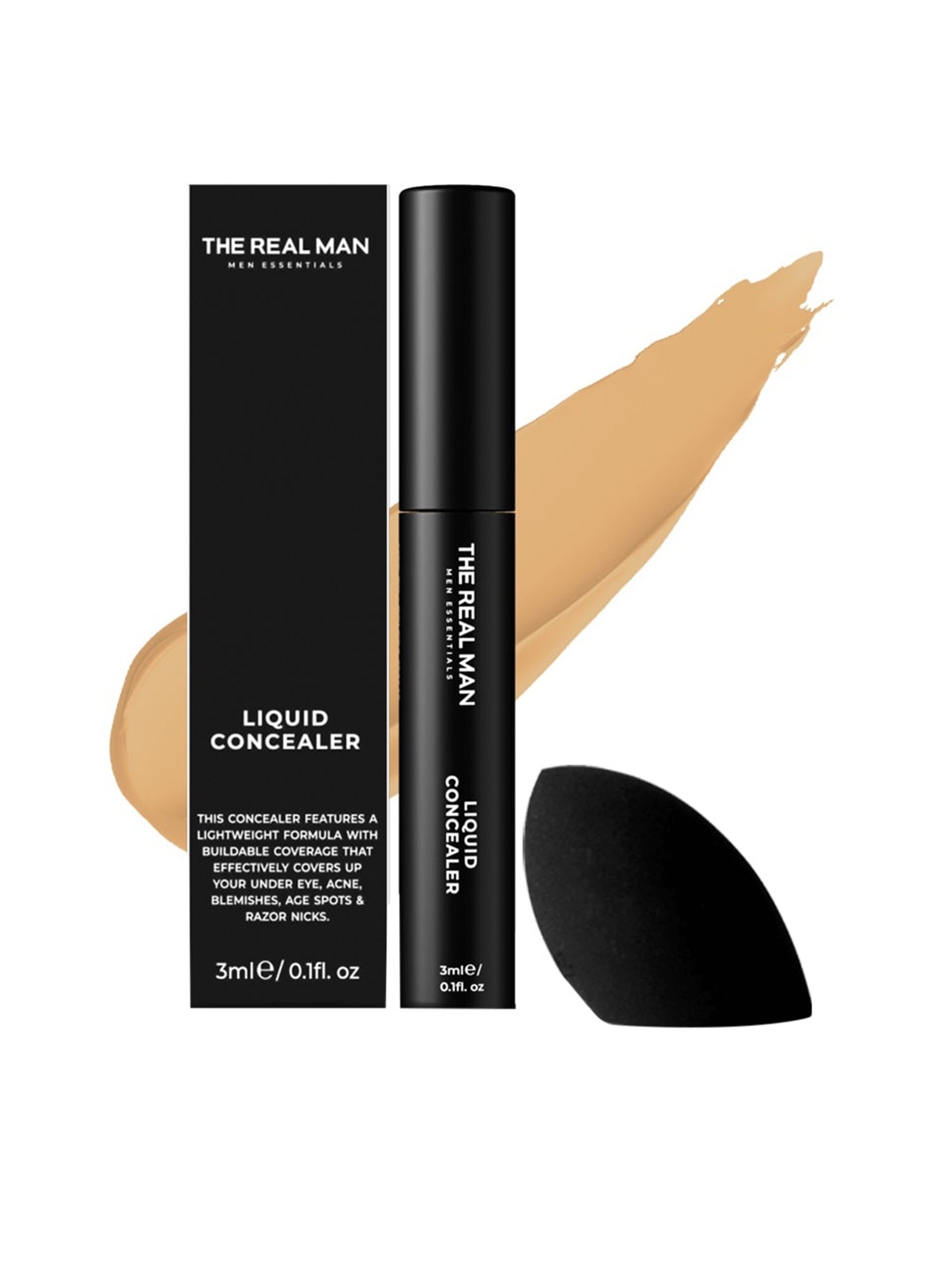 

THE REAL MAN Lightweight Liquid Concealer with Sponge 3ml - Light 01, Nude
