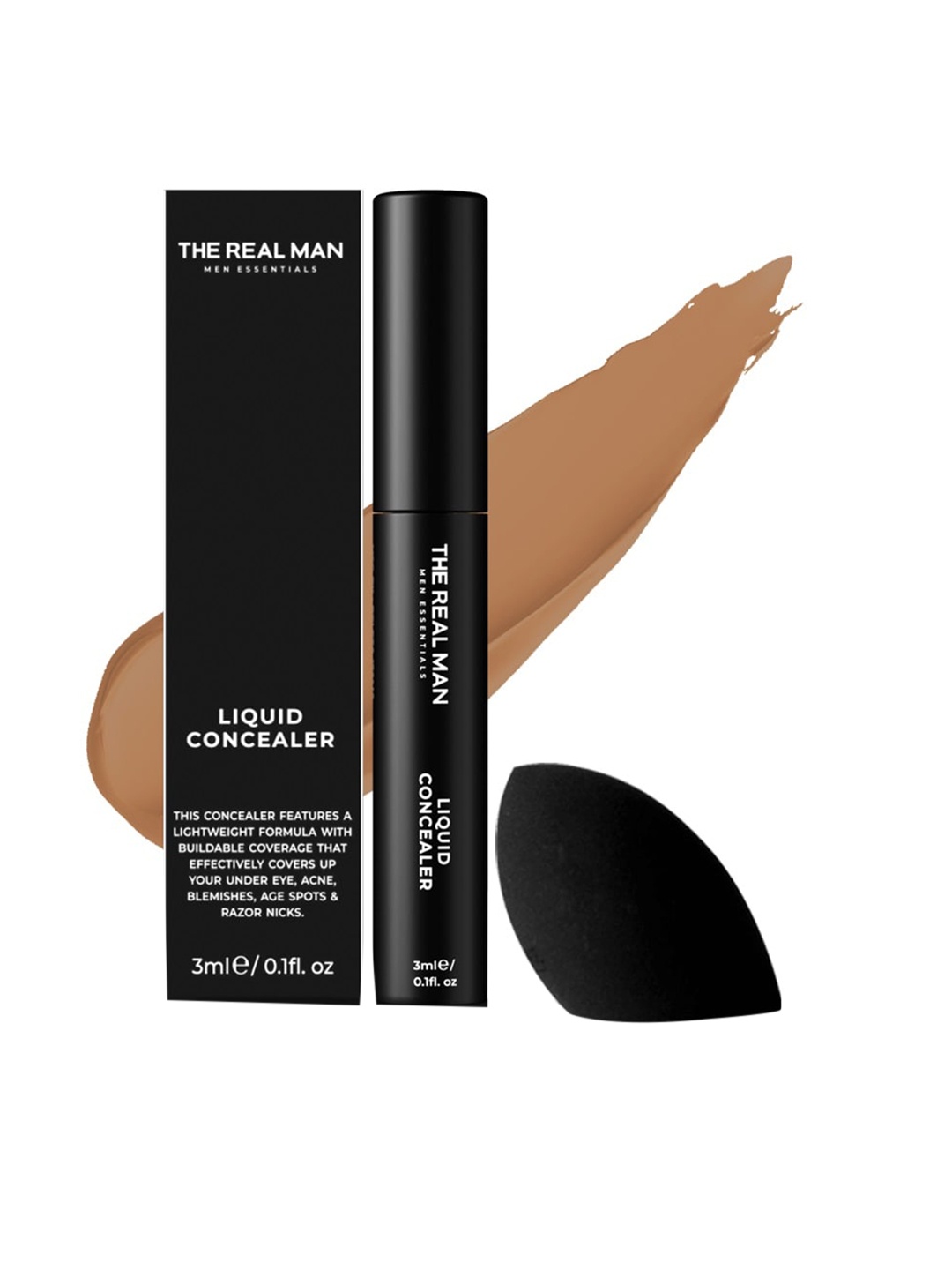 

THE REAL MAN Lightweight Liquid Concealer with Sponge 3ml - Deep 05, Brown