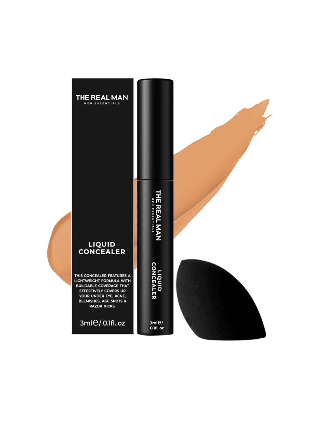

THE REAL MAN Lightweight Liquid Concealer with Sponge 3ml - Medium 03, Khaki