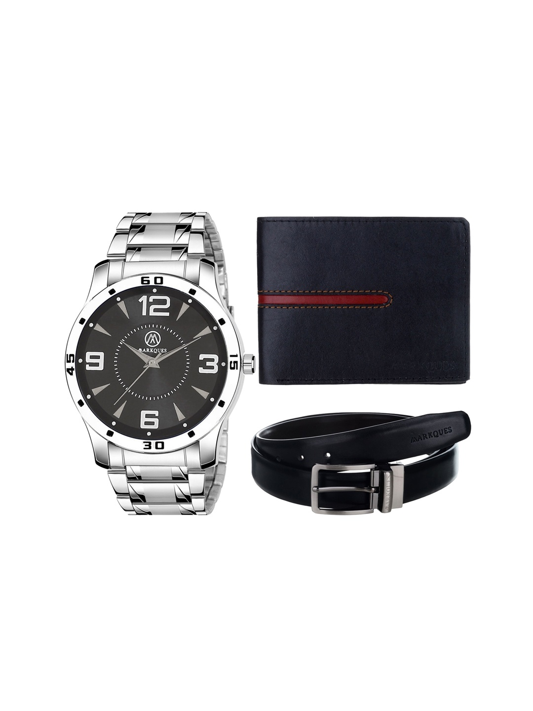 

MARKQUES Men Black & Silver Accessory Gift Set