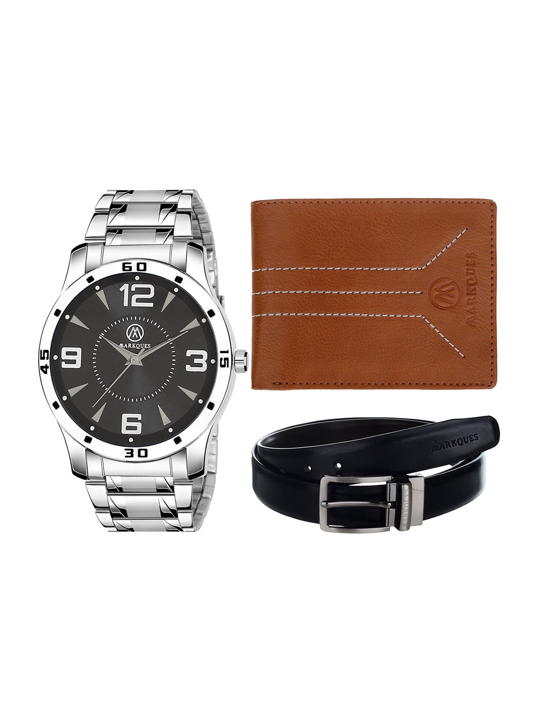 

MARKQUES Men Watch Wallet And Belt Festival Combo Gift Set, Brown