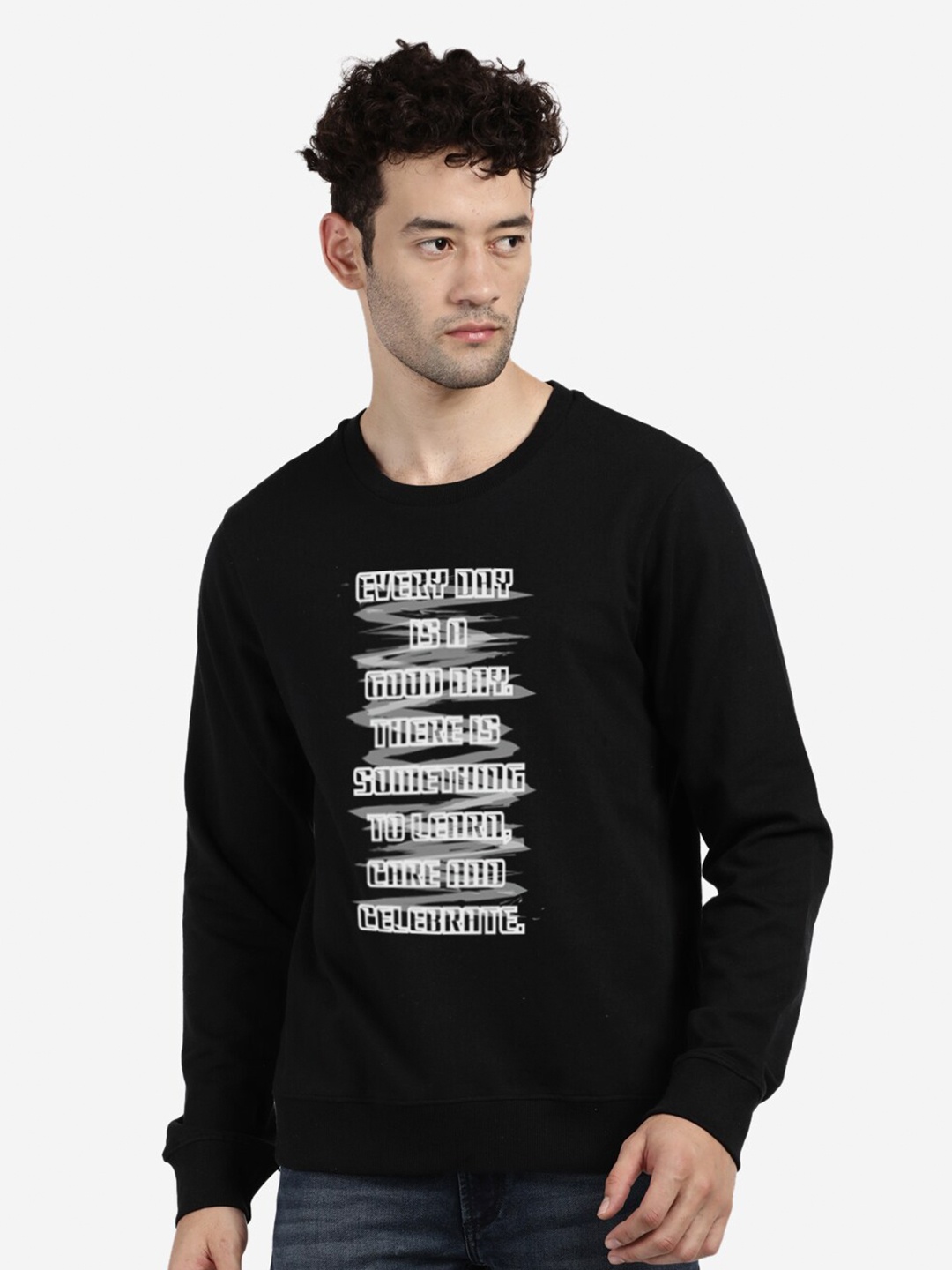 

BLACK RADIO Men Black Printed Sweatshirt