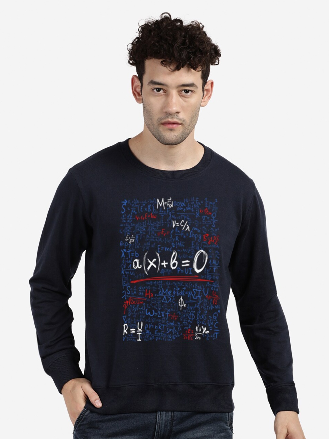 

BLACK RADIO Men Navy Blue Printed Sweatshirt