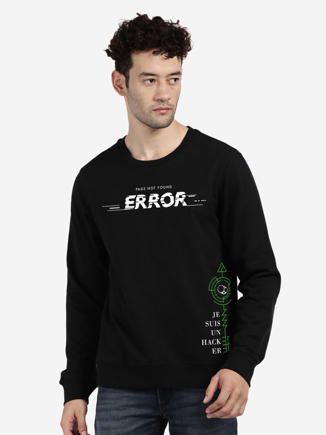 

BLACK RADIO Men Black Printed Sweatshirt
