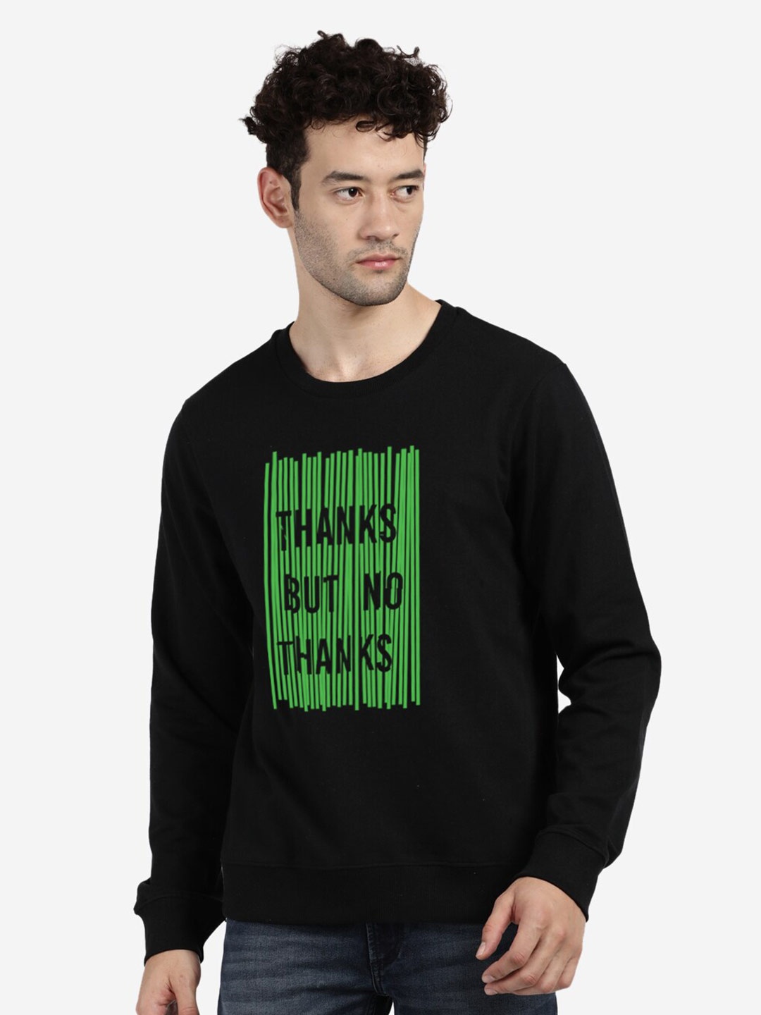 

BLACK RADIO Men Black Printed Sweatshirt