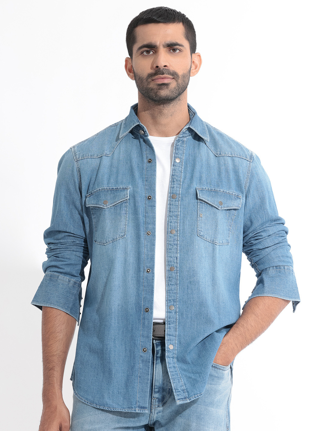 

RARE RABBIT Men Blue Slim Fit Casual Shirt
