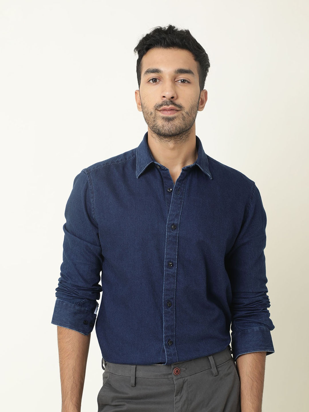 

RARE RABBIT Men Fabius Slim Fit Shirt, Navy blue