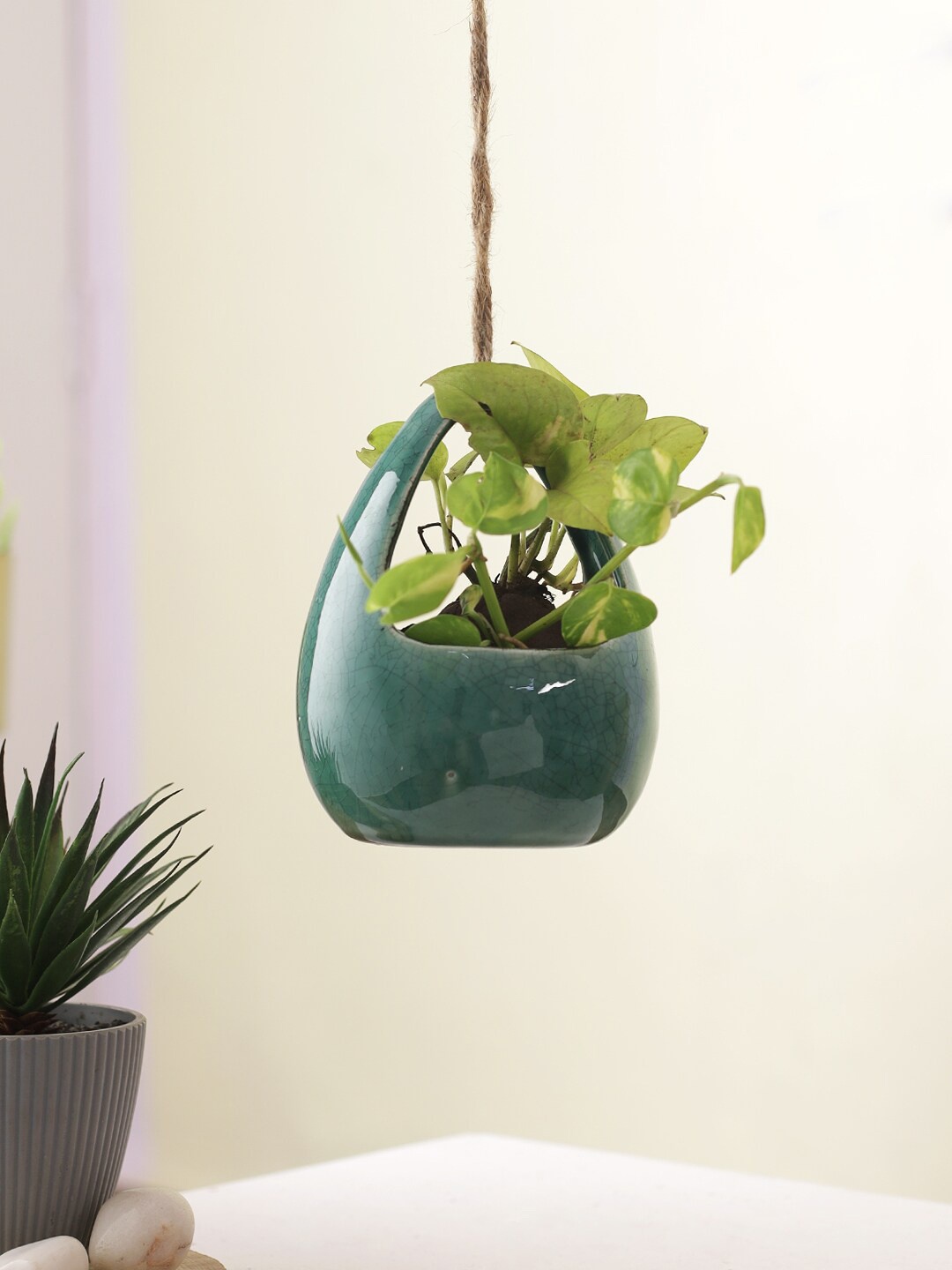

TAYHAA Solid Hanging Planters, Green