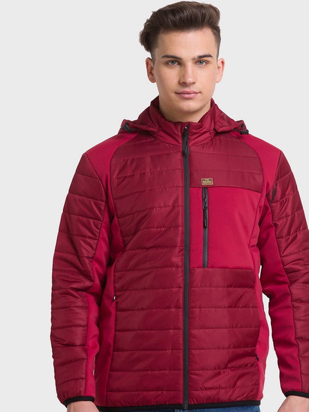 

ColorPlus Men Red & Pink Colourblocked Padded Jacket