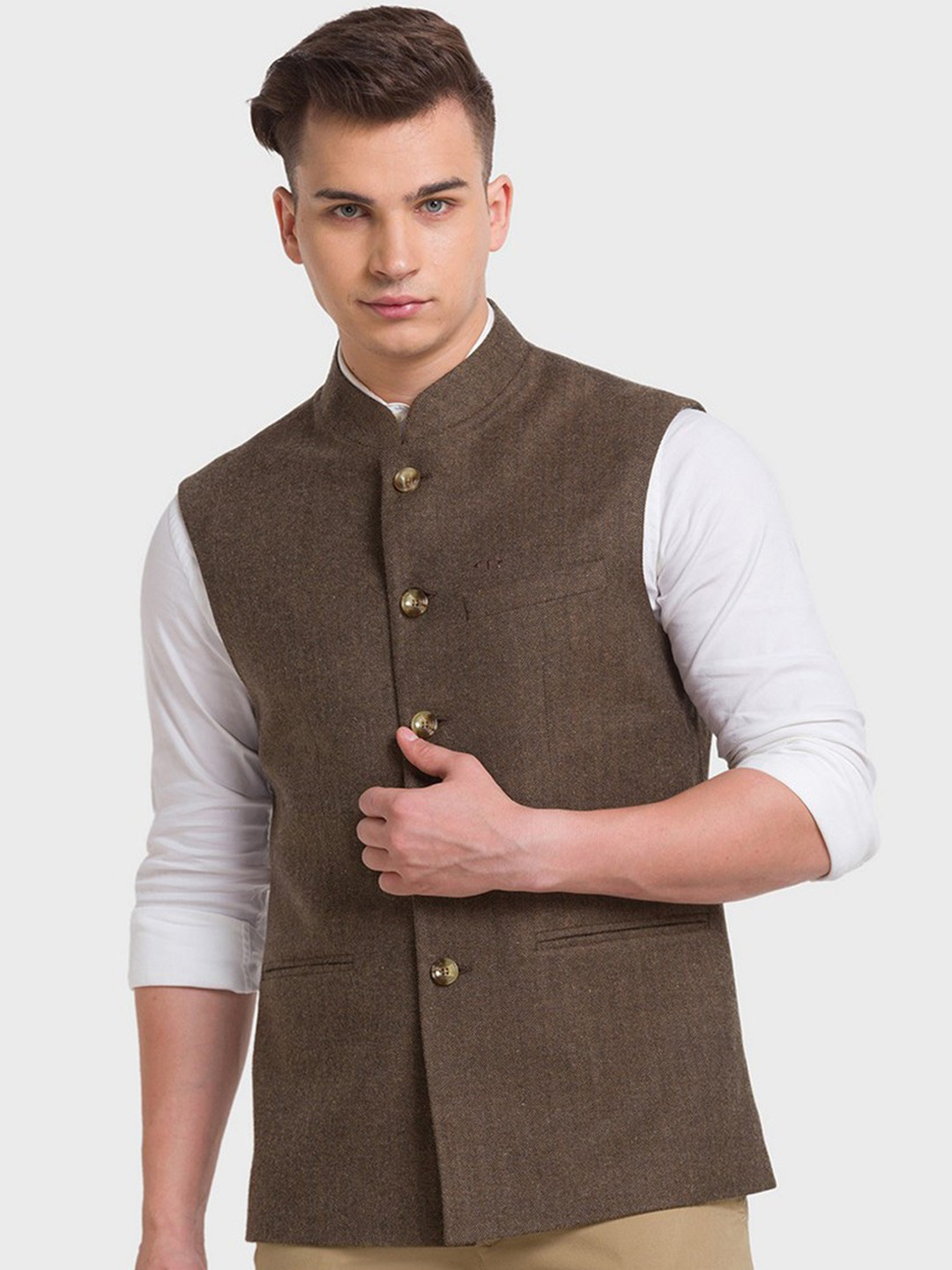 

ColorPlus Men Brown Solid Tailored Jacket