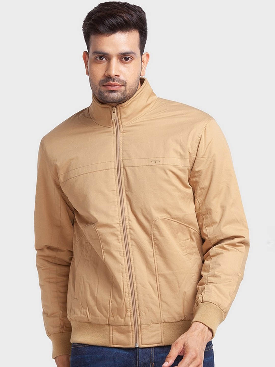 

ColorPlus Men Beige Solid Bomber Jacket