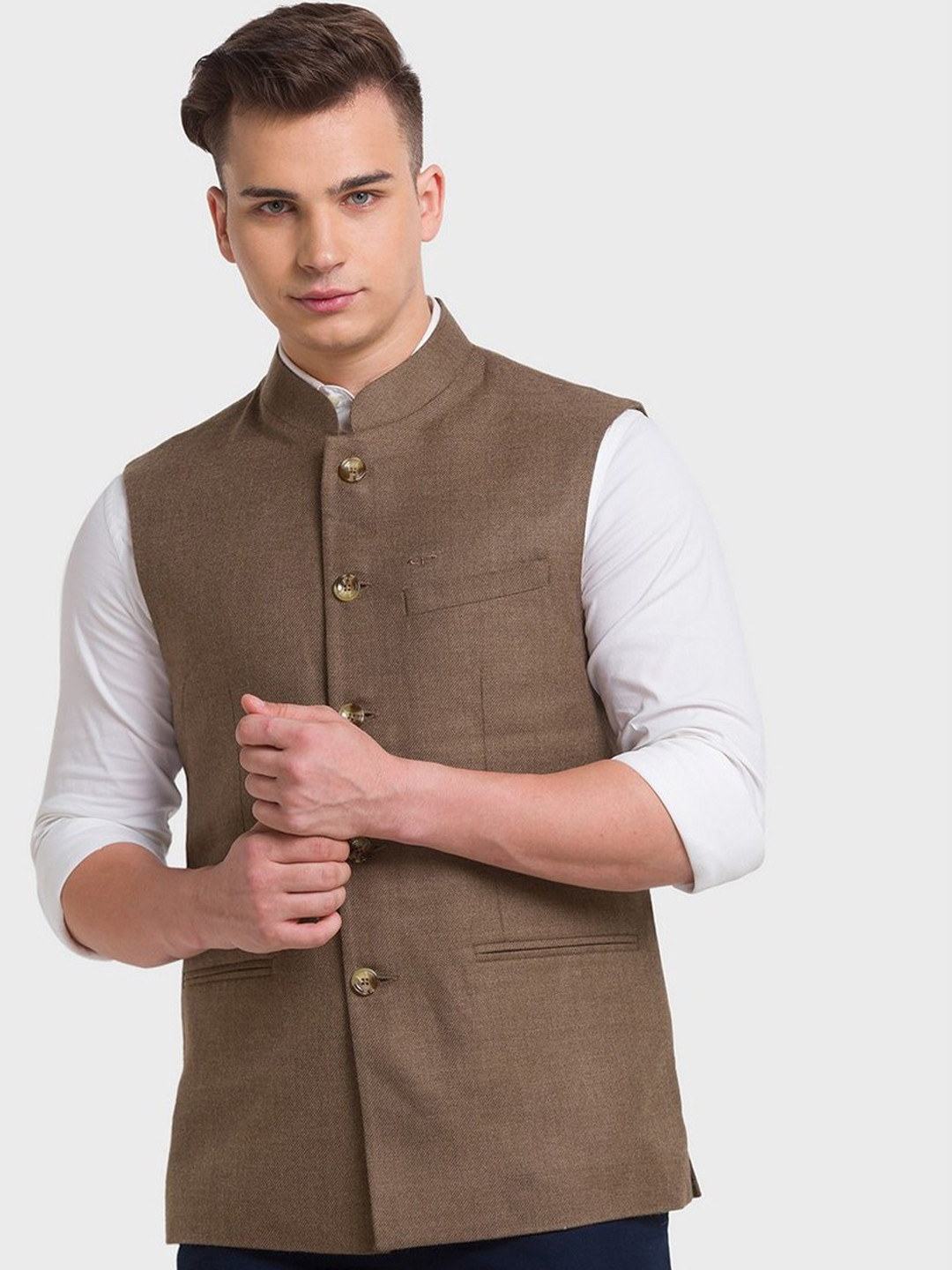 

ColorPlus Men Beige Solid Tailored Jacket
