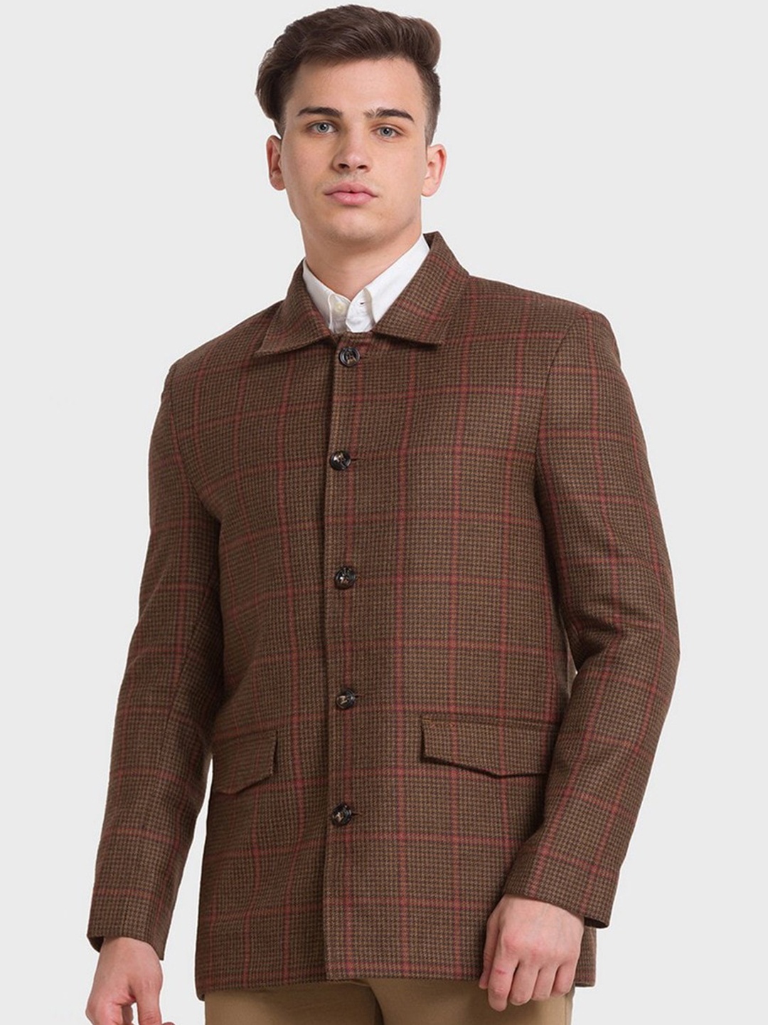 

ColorPlus Men Brown Checked Tailored Jacket