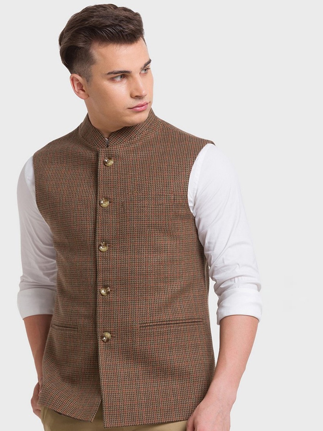 

ColorPlus Men Khaki Solid Tailored Jacket