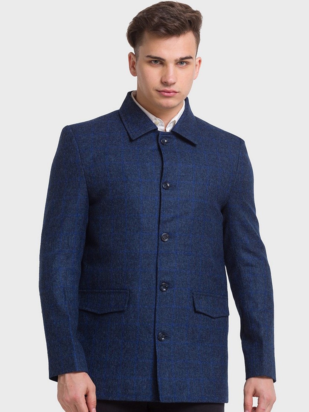 

ColorPlus Men Blue Checked Tailored Jacket