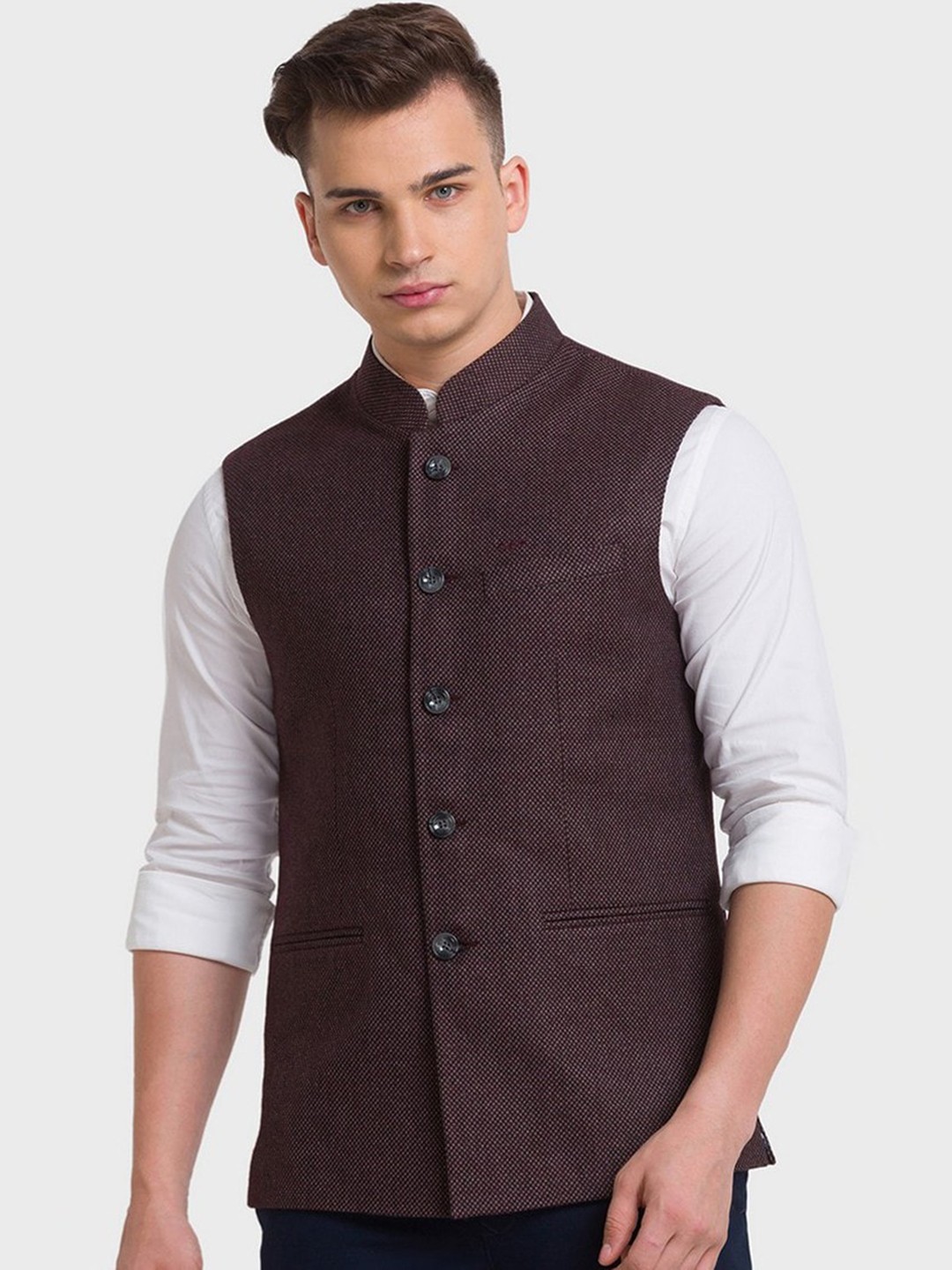

ColorPlus Men Maroon Solid Tailored Jacket