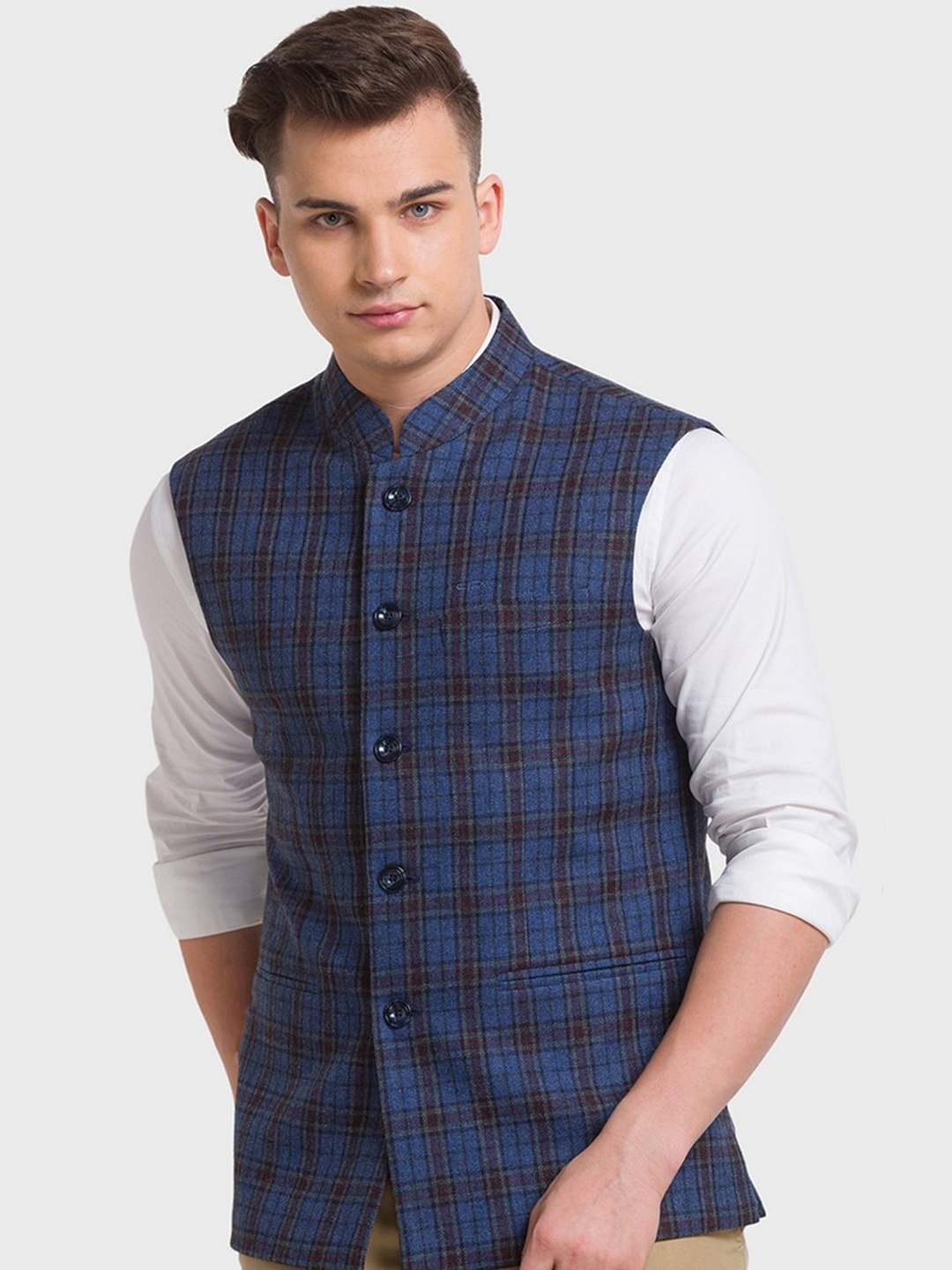 

ColorPlus Men Blue Checked Tailored Jacket