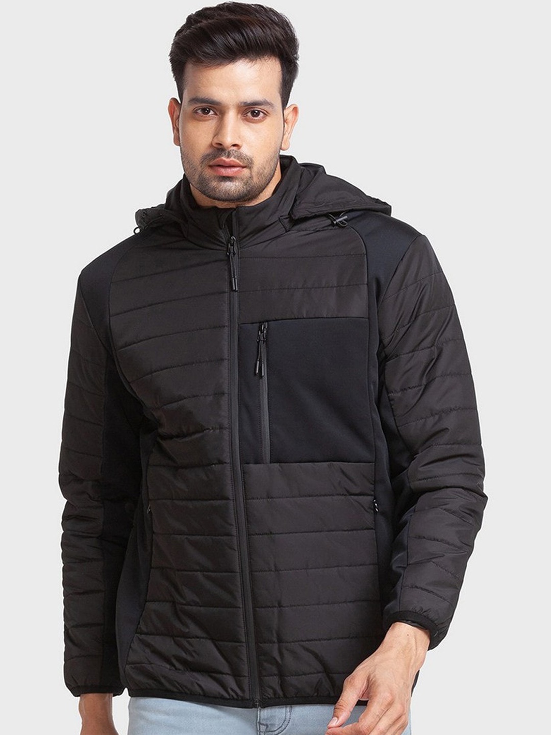 

ColorPlus Men Black Solid Padded Jacket