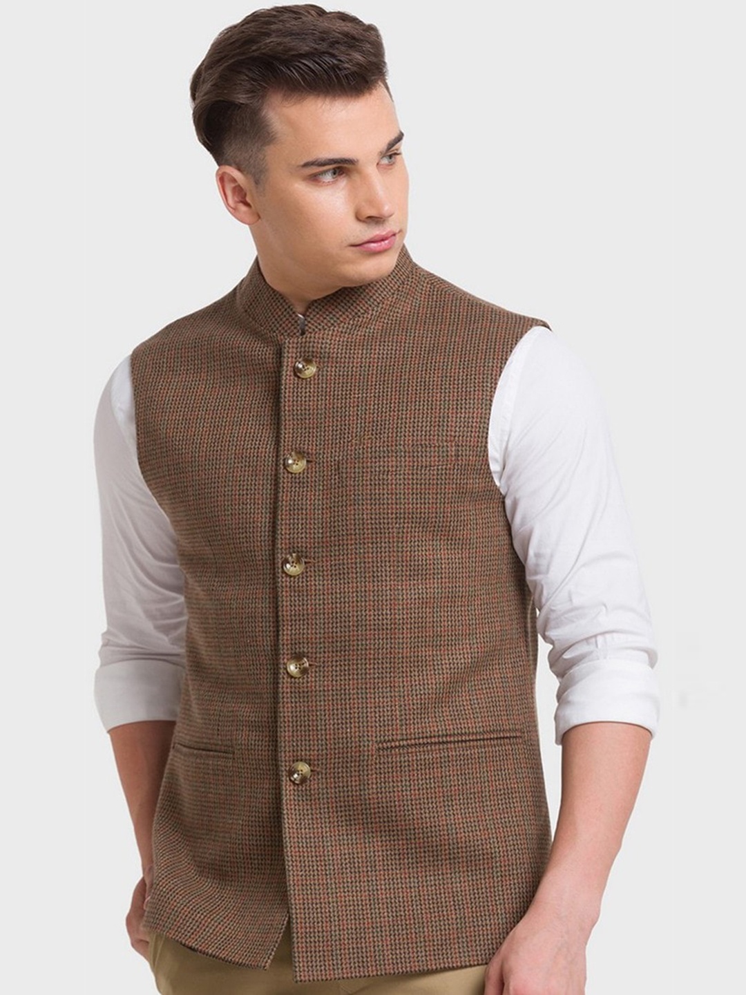 

ColorPlus Men Beige Solid Tailored Jacket