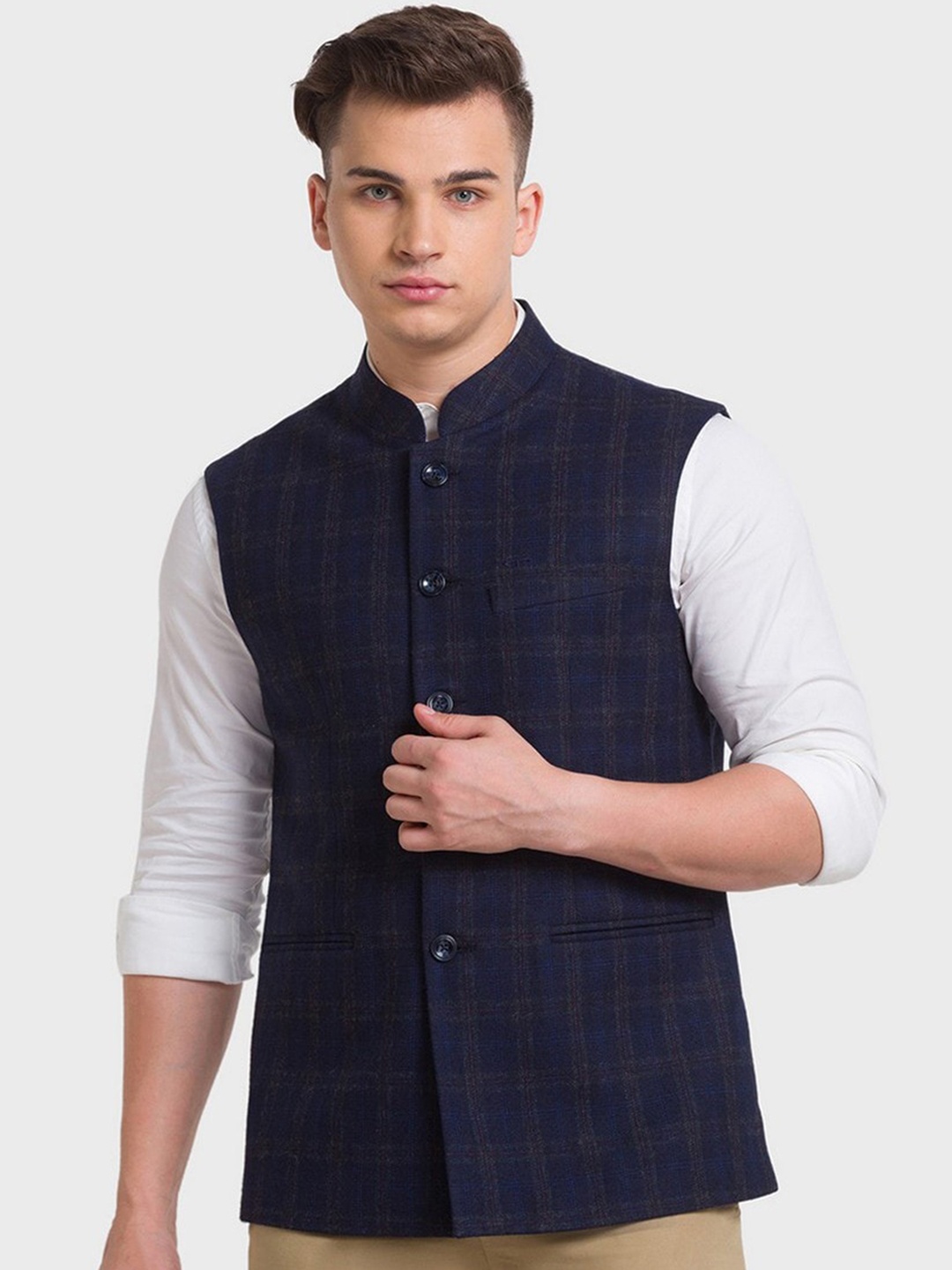 

ColorPlus Men Blue Checked Tailored Jacket