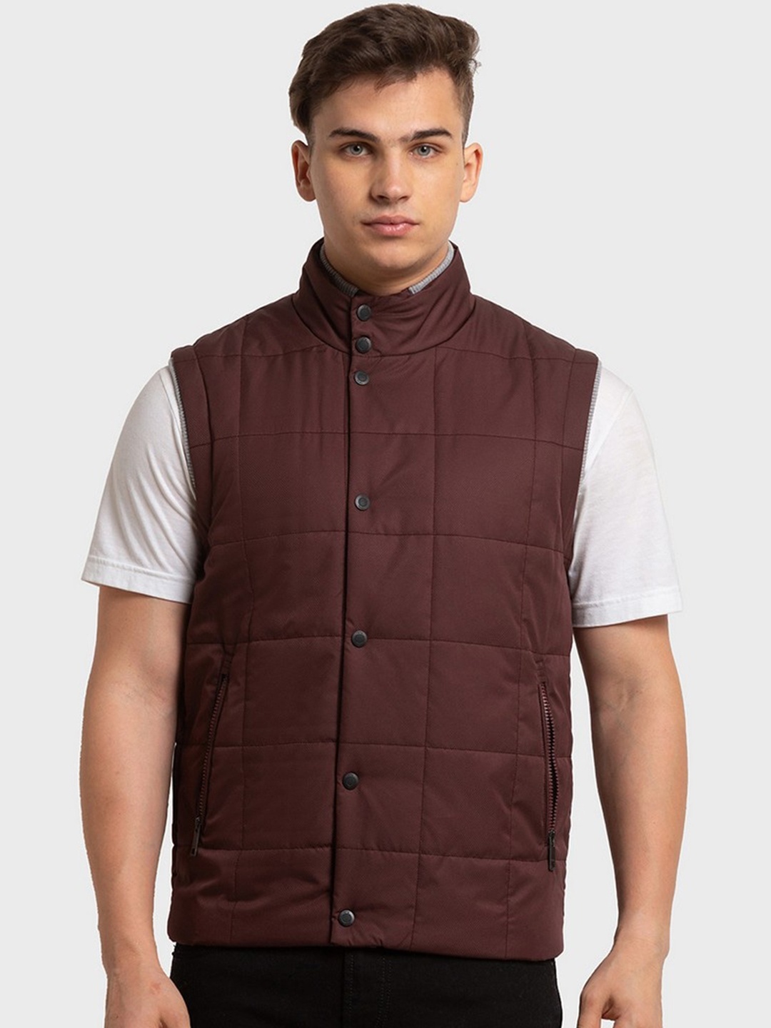 

ColorPlus Men Maroon Solid Padded Jacket
