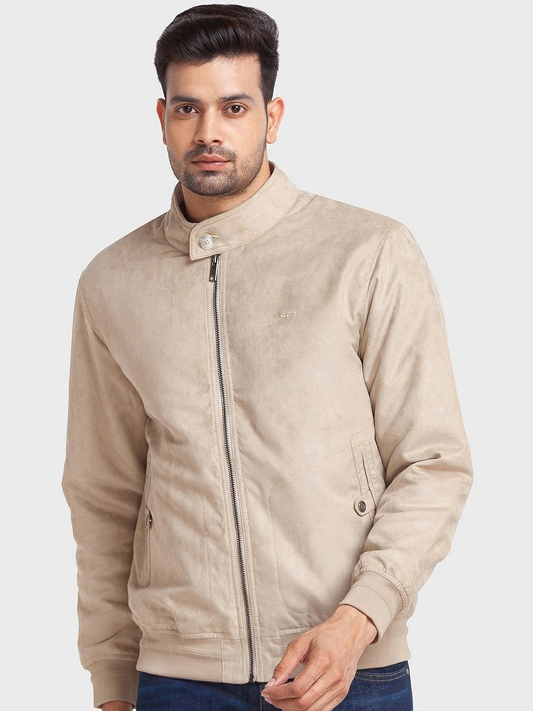 

ColorPlus Plus-Size Men Beige Bomber Jacket