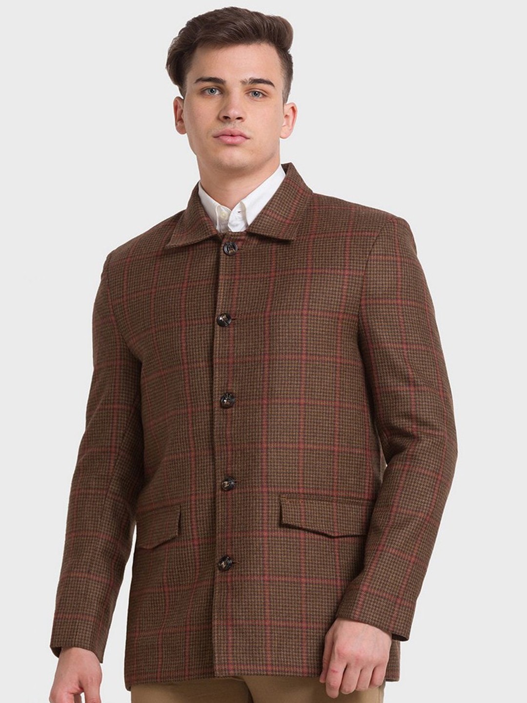 

ColorPlus Men Brown Checked Tailored Jacket